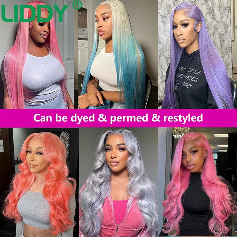 Green 13x4 HD Transparent Lace Front Wig Straight Lace Front Wigs For Women 613 Colored Lace Front Human Hair Pre Plucked Wigs