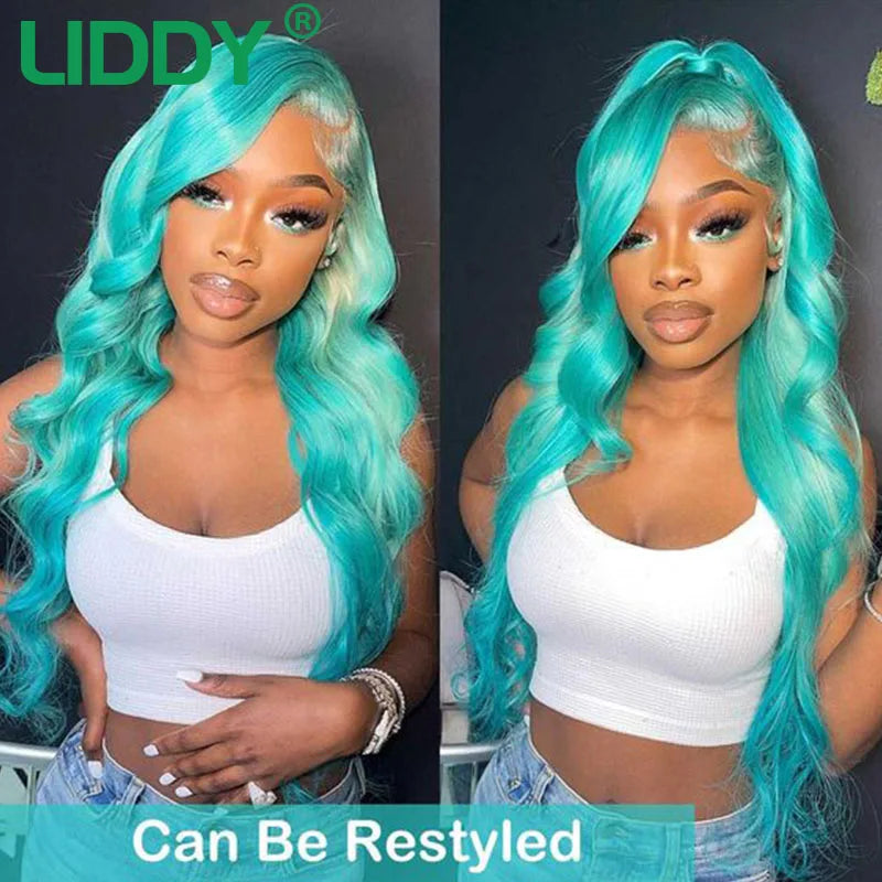 Green 13x4 HD Transparent Lace Front Wig Straight Lace Front Wigs For Women 613 Colored Lace Front Human Hair Pre Plucked Wigs