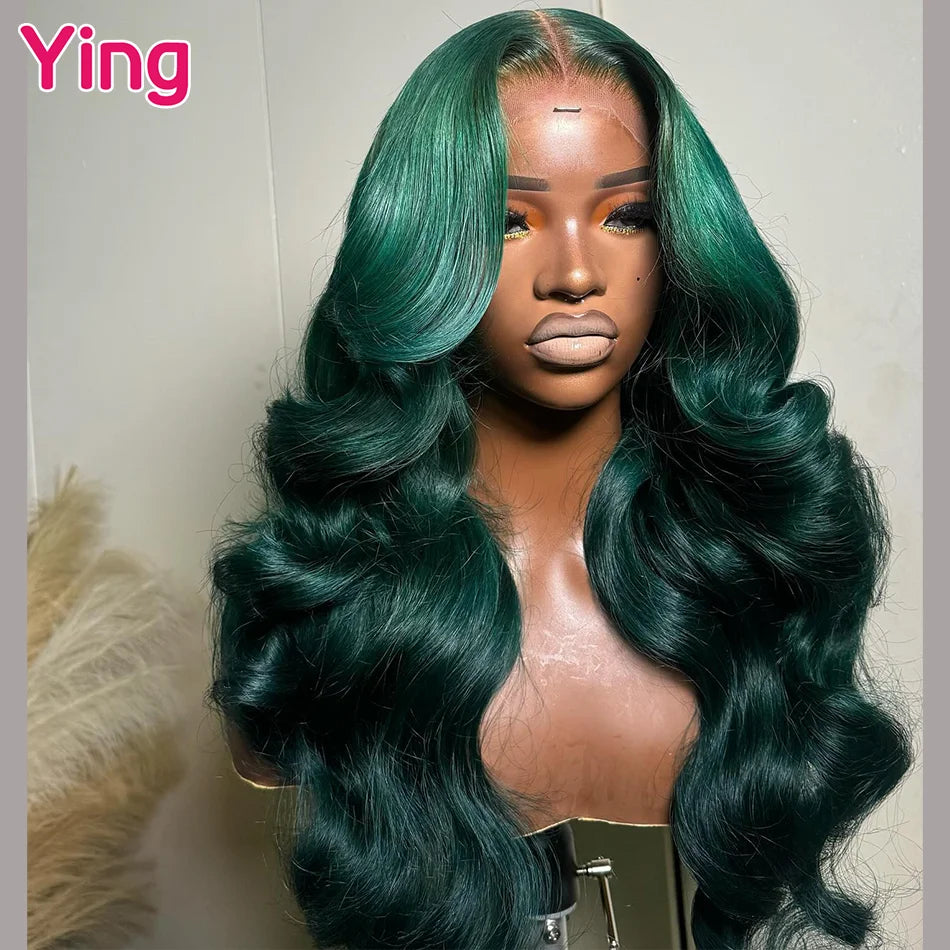 Ying Dark Green Colored 13x4 Lace Frontal Human Hair Body Wave 4x6 Glueless Wig 13x6 Lace Front Wig PrePlucked With Baby Hair