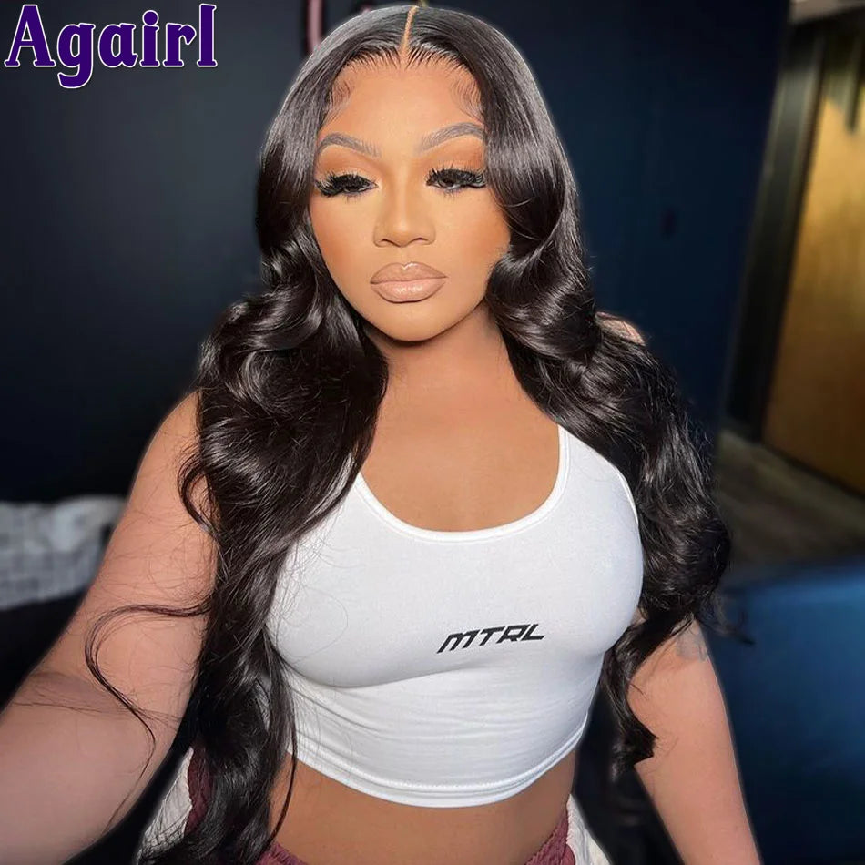 Midnight Blue 180% HD Transparent 13x4 13x6 Body Wave Lace Frontal Wig PrePlucked Glueless 6x4 Lace Closure Wavy Human Hair Wigs