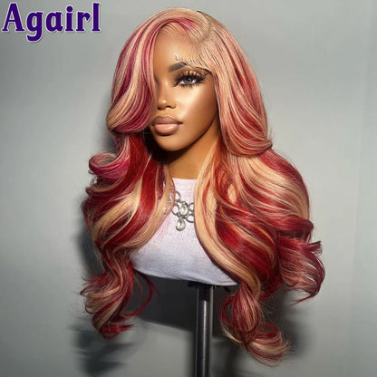 200% Pomegranate Red 613 Blonde13x4 Body Wave Lace Front Pre Plucked