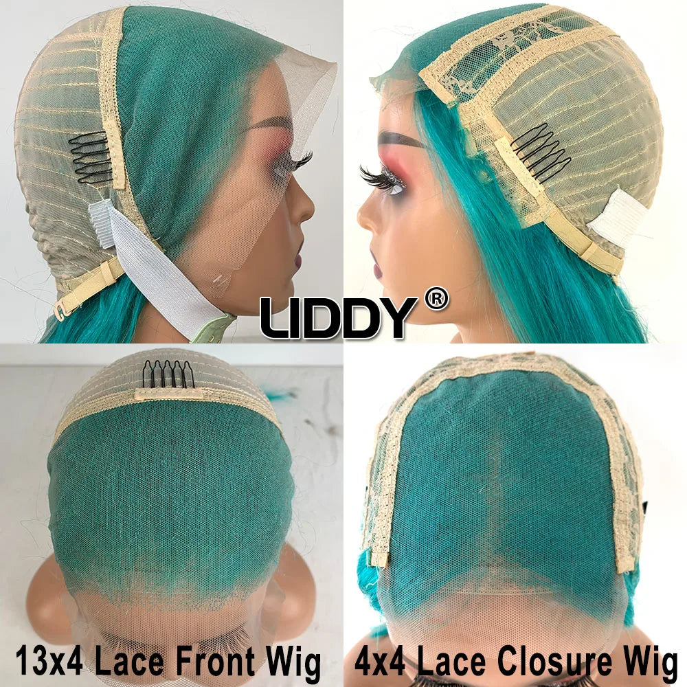 Green 13x4 HD Transparent Lace Front Wig Straight Lace Front Wigs For Women 613 Colored Lace Front Human Hair Pre Plucked Wigs