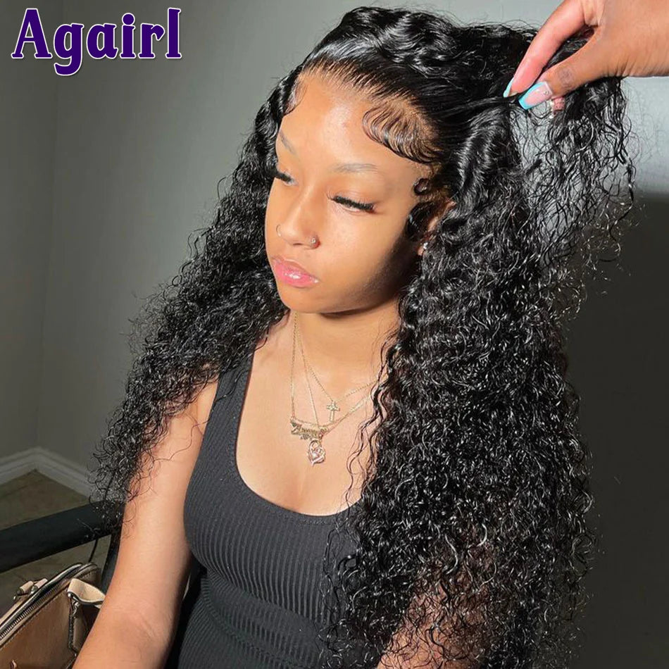 Red Color 180% Water Wave Lace Front Human Hair Wigs PrePlucked Peruvian Transparent Lace 13X4 13X6 Frontal Curly Wigs for Women